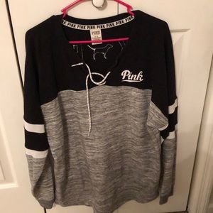 Black white and grey PINK pullover